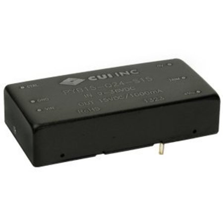 Cui Inc DC to DC Converter, 48V DC to 12/ -12V DC, 15VA, 0 Hz PYB15-Q48-D12